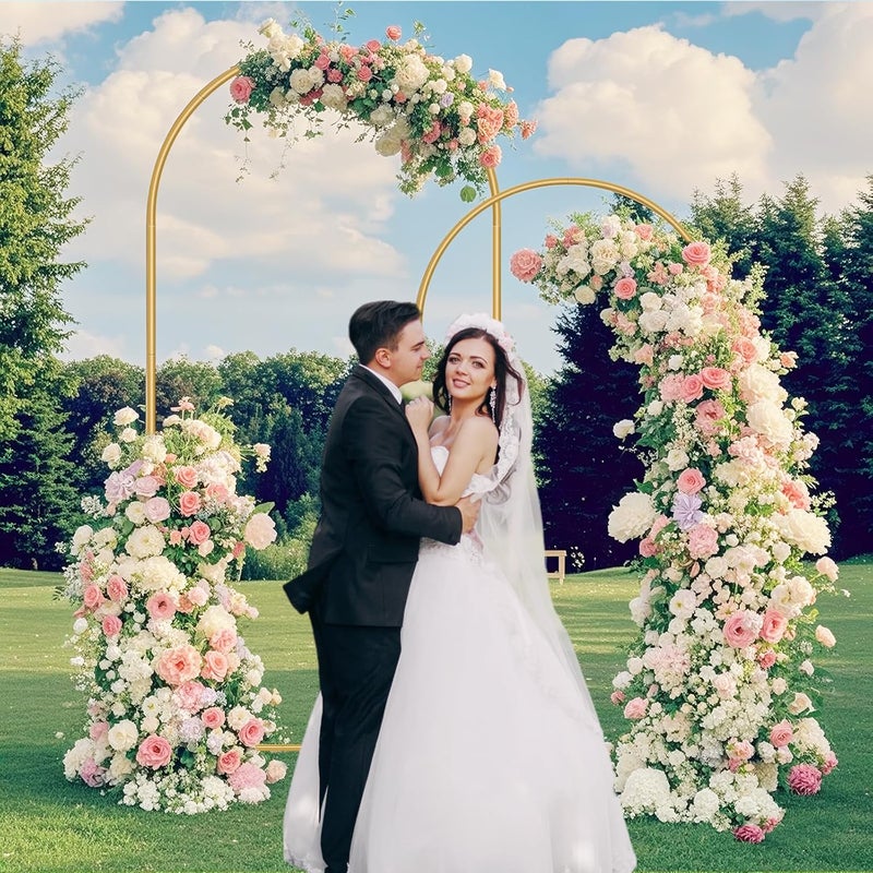 ParseBio Wedding Arch Backdrop Stand Set of 2 (7.2FT, 6FT),Gold Metal Arch Backdrop Stand,Balloon Arch Stand for Wedding Ceremony Baby Shower Outdoor Indoor Birthday Party Graduation Decoration - Image 2